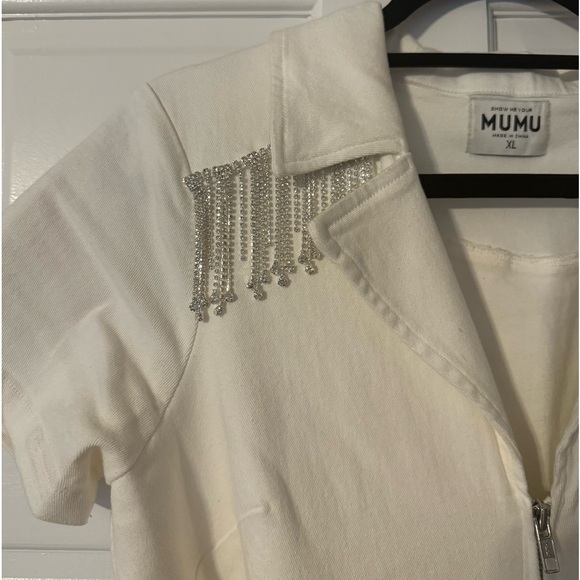 Show Me Your Mumu Outlaw Romper in White Rhinestone XL - Picture 7 of 9